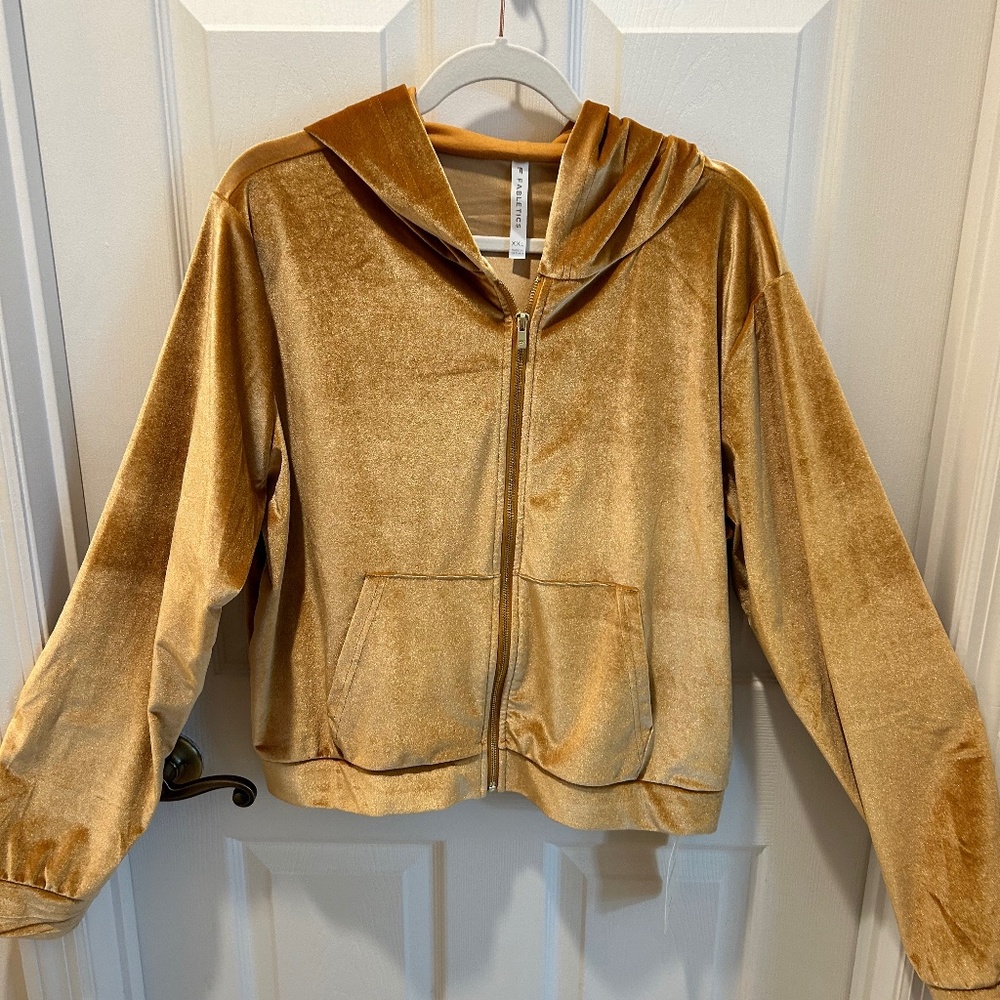 Velour Hoodie, Gold/Orange Color, XXL, Fabletics